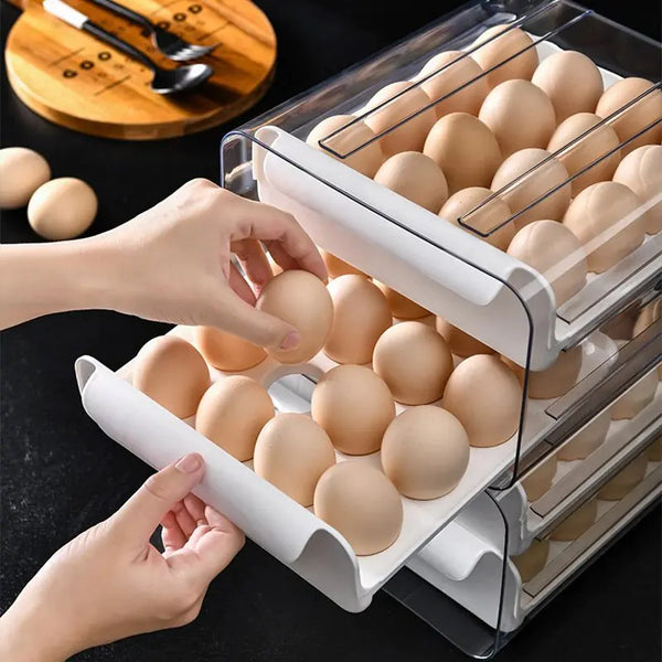 Refrigera 2-Layer Drawer Type Stackable Clear Plastic Egg Holder