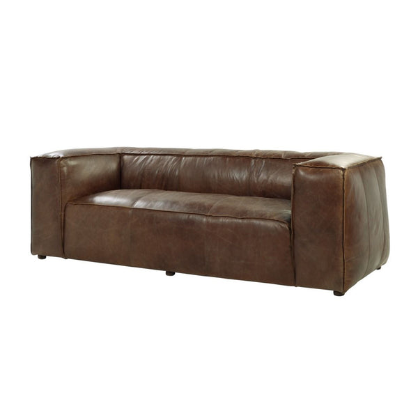 Faux Leather Upholstered Wooden Sofa, Brown