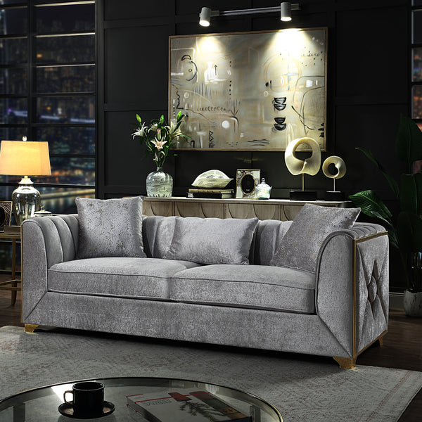 Velencia 2Pc Modern Living Room Set  in Silver
