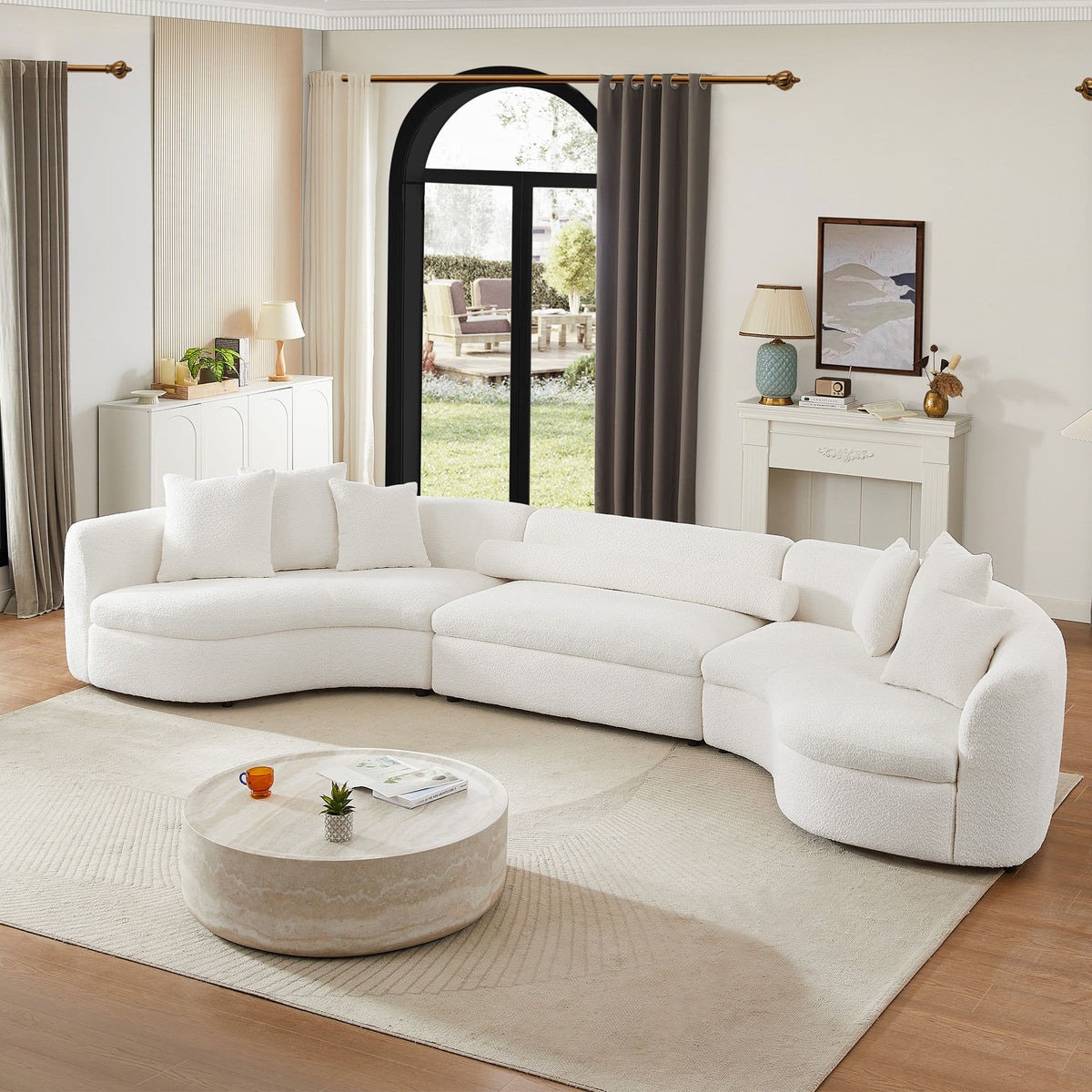 Oversized Modern 3 Pieces Upholstered Sofa Ultimate Comfort 6-8 Seater Couches for Living Room, Office WHITE
